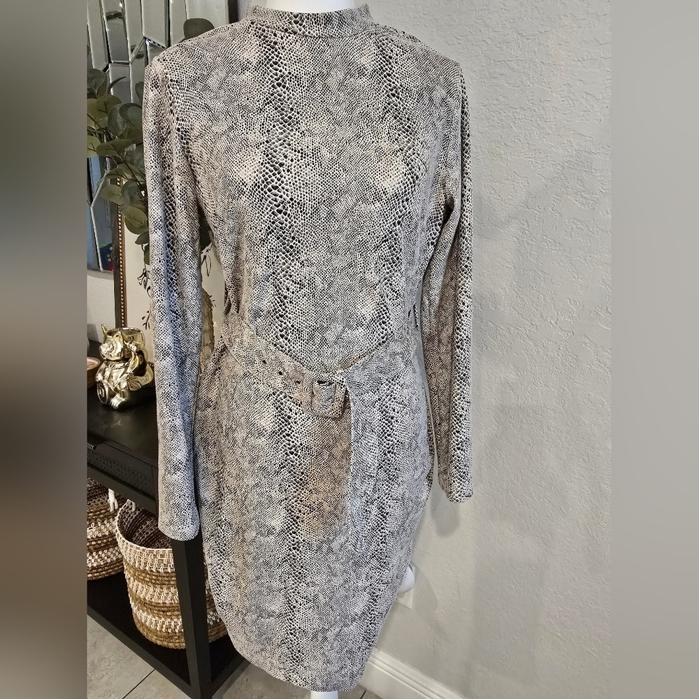 Snakeskin Print Long Sleeve Dress